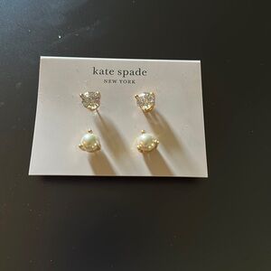 Brand New Kate Spade Earrings Faux  Diamond and Pearl Studs NWT